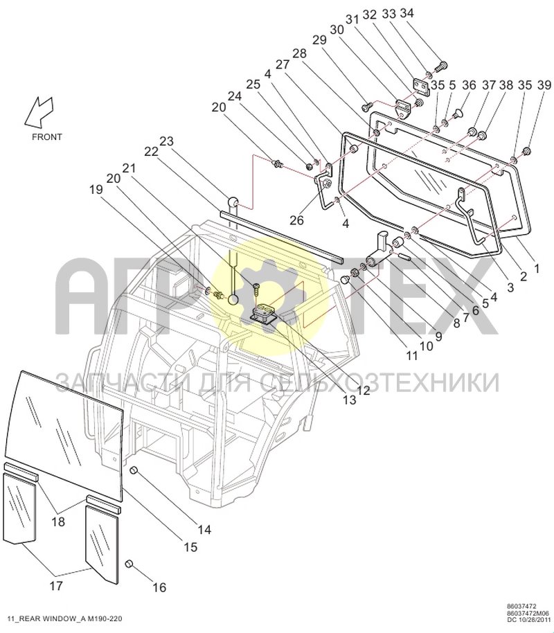 Заднее стекло (RC1.11.010) (№2 на схеме)